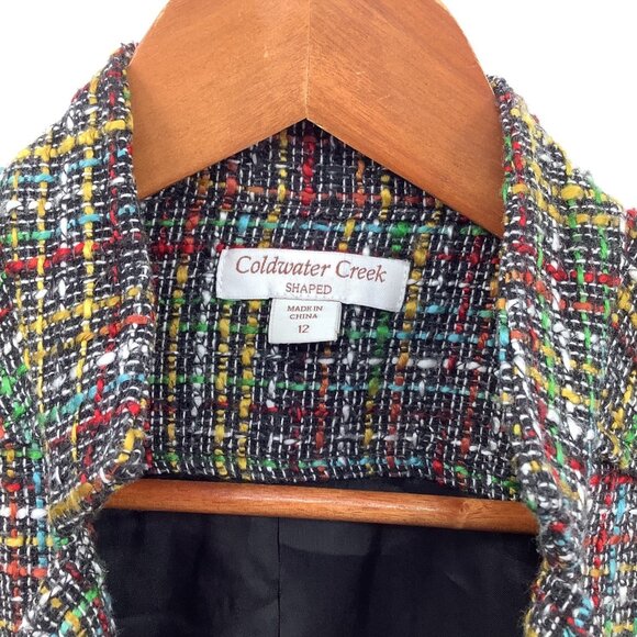 Coldwater Creek Women's Multicolor Tweed Moto Jacket Blazer Size 12 Lined - Picture 3 of 6